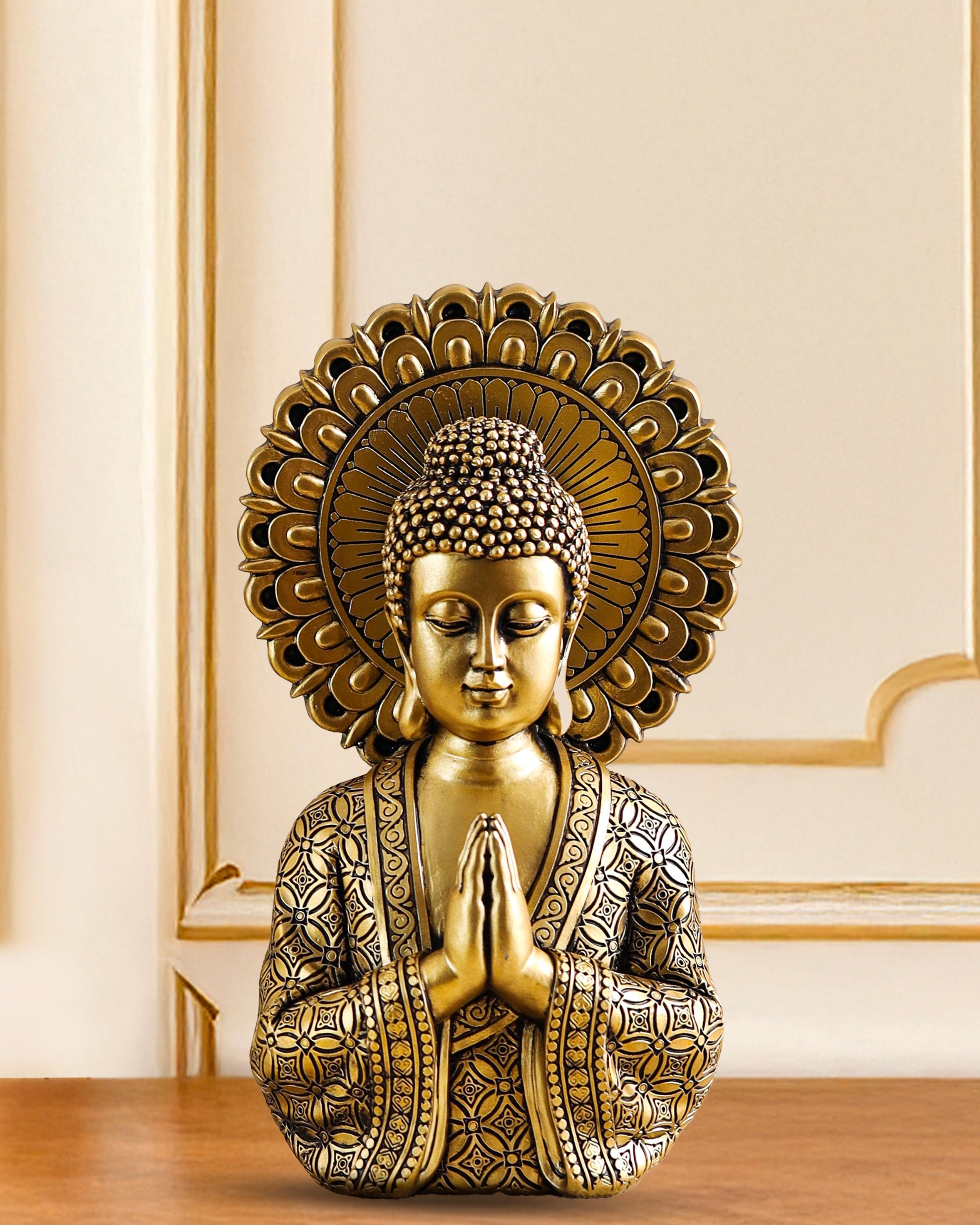 Alamkari India Polyresin Decorative Serene Buddha Statue, 24 cm