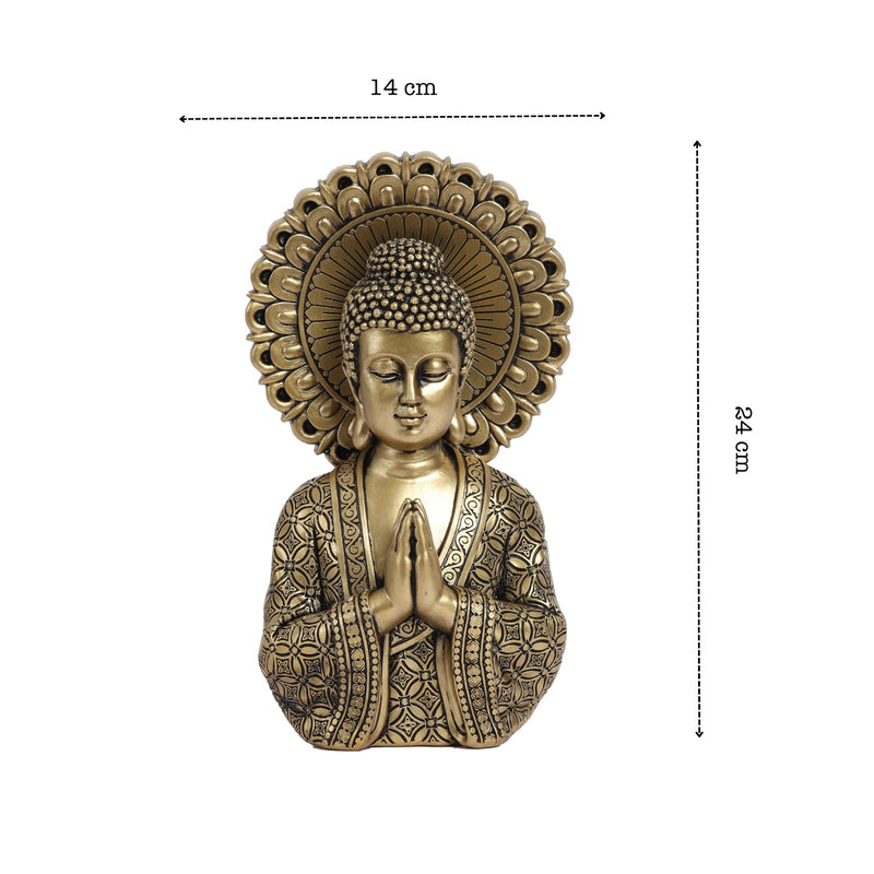 Alamkari India Polyresin Decorative Serene Buddha Statue, 24 cm