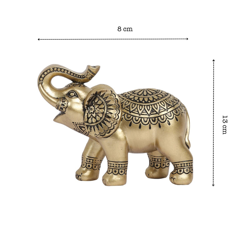 Alamkari India Polyresin Decorative Small Golden Polyresin Elephant Figurine