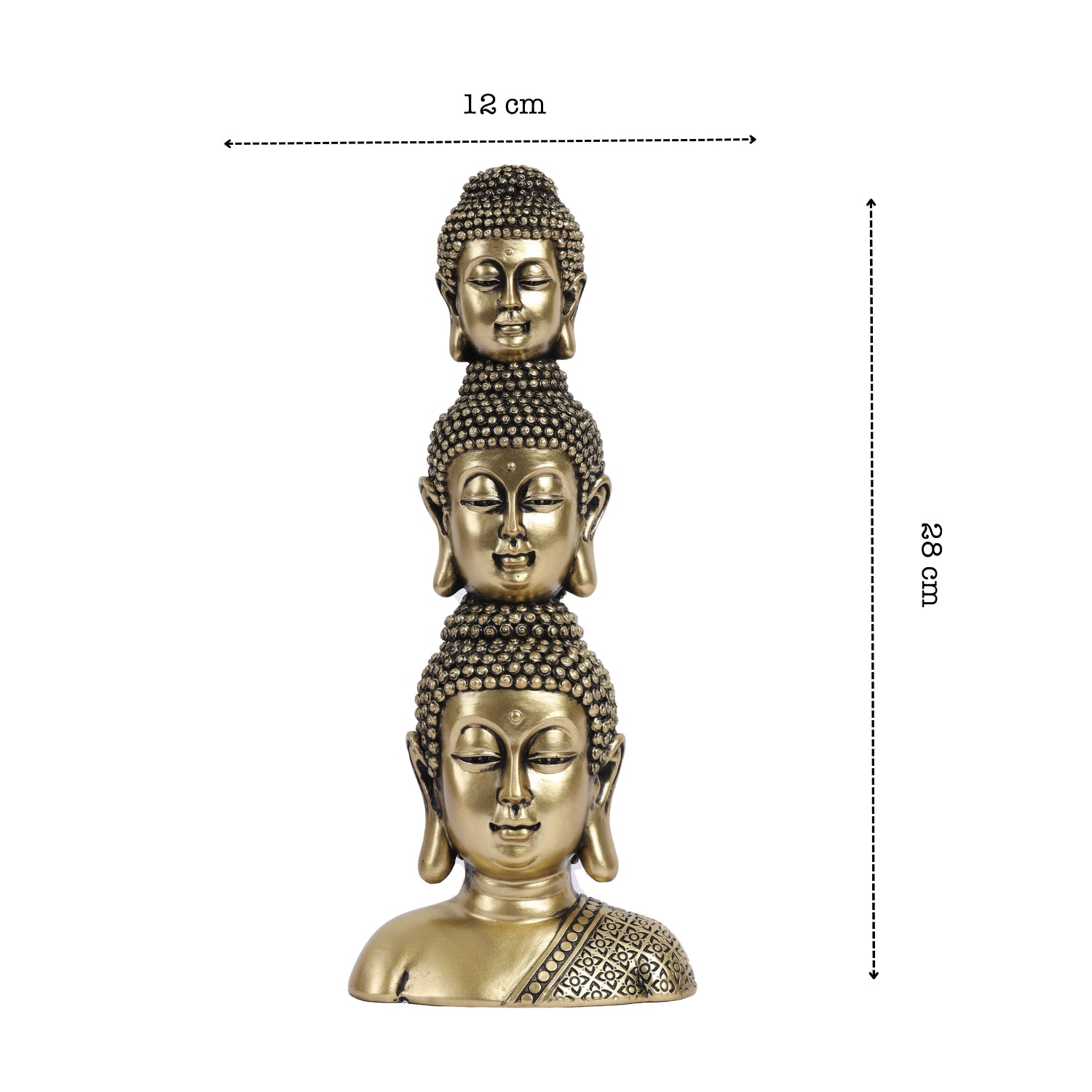 Alamkari India Polyresin Ornate Golden Polyresin Buddha Heads Showpiece
