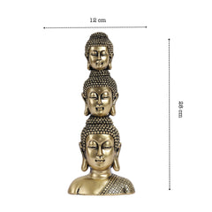 Alamkari India Polyresin Ornate Golden Polyresin Buddha Heads Showpiece