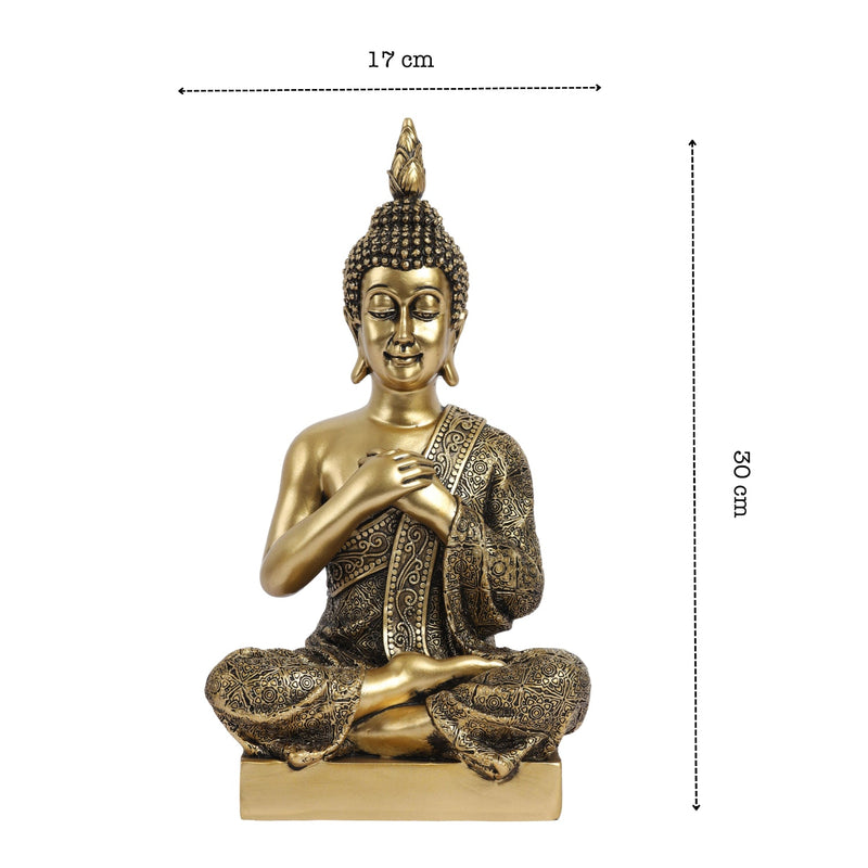 Alamkari India Polyresin Ornate Joyful Sitting Buddha Figurine (Large)