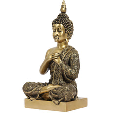 Alamkari India Polyresin Ornate Joyful Sitting Buddha Figurine (Large)