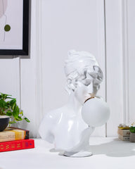 Alamkari India Polyresin White Resin Lady Sculpture Lamp
