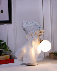 Alamkari India Polyresin White Resin Lady Sculpture Lamp