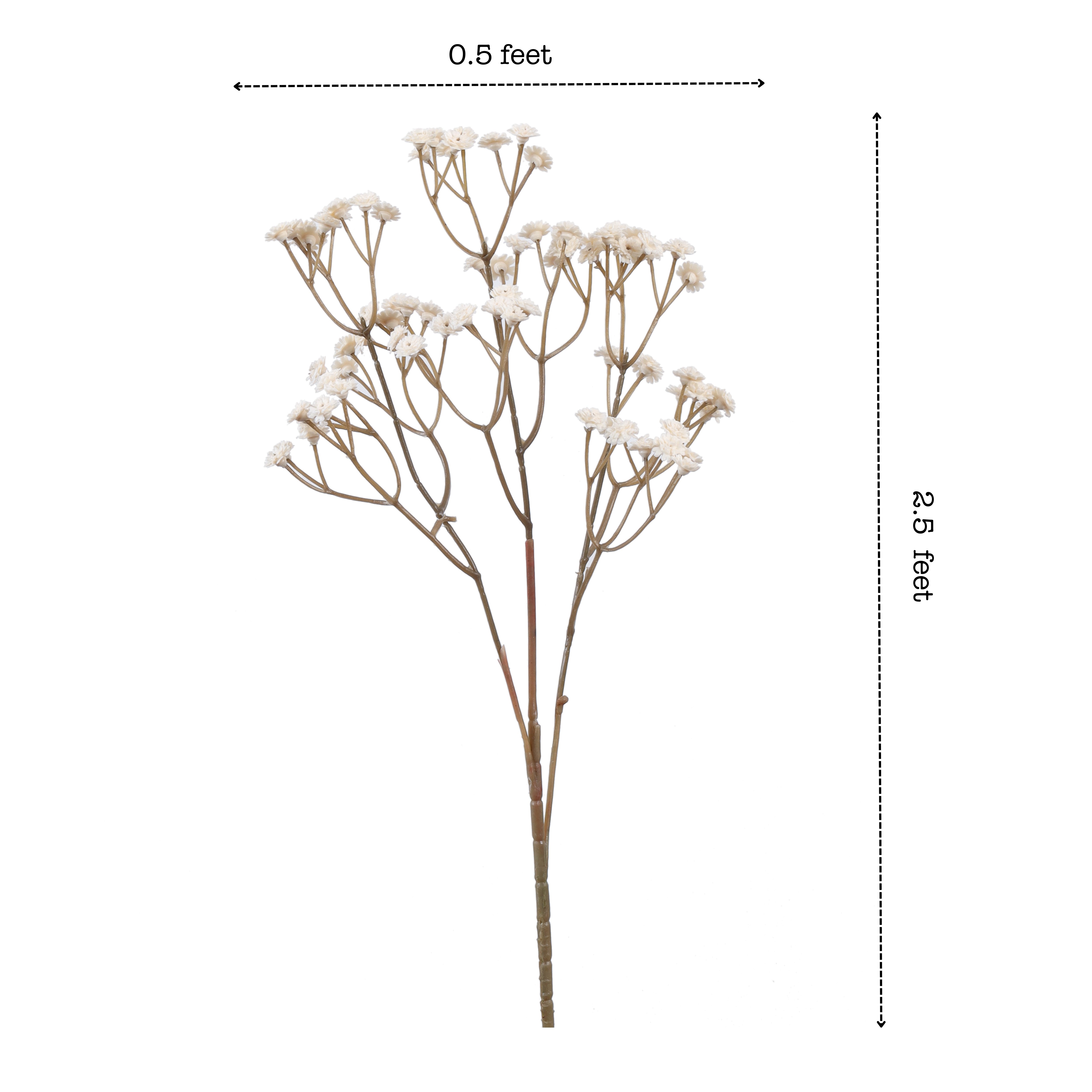 Alamkari India Polyurethane Artificial Baby's Breath Flower Sticks (5 Sticks, 60 cm, Autumn White)