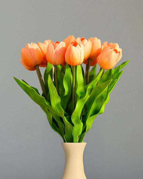 Alamkari India Polyurethane Artificial Tulip Flower Sticks (5 Sticks, 50 cm, Beige)