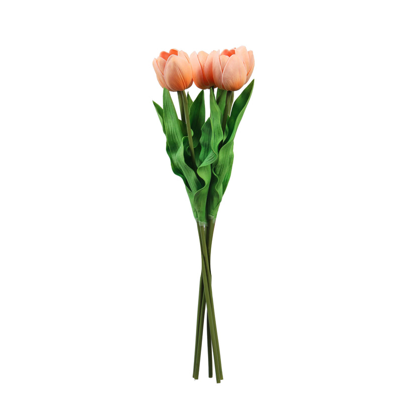 Alamkari India Polyurethane Artificial Tulip Flower Sticks (5 Sticks, 50 cm, Beige)