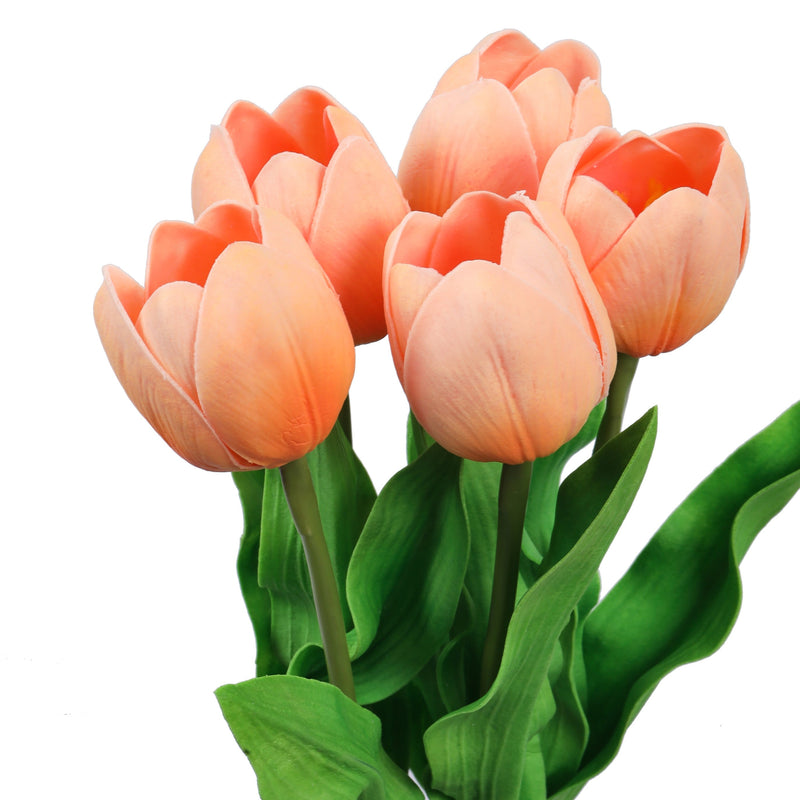 Alamkari India Polyurethane Artificial Tulip Flower Sticks (5 Sticks, 50 cm, Beige)