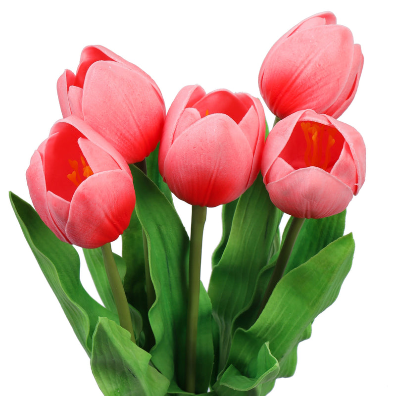 Alamkari India Polyurethane Artificial Tulip Flower Sticks (5 Sticks, 50 cm, Pink)