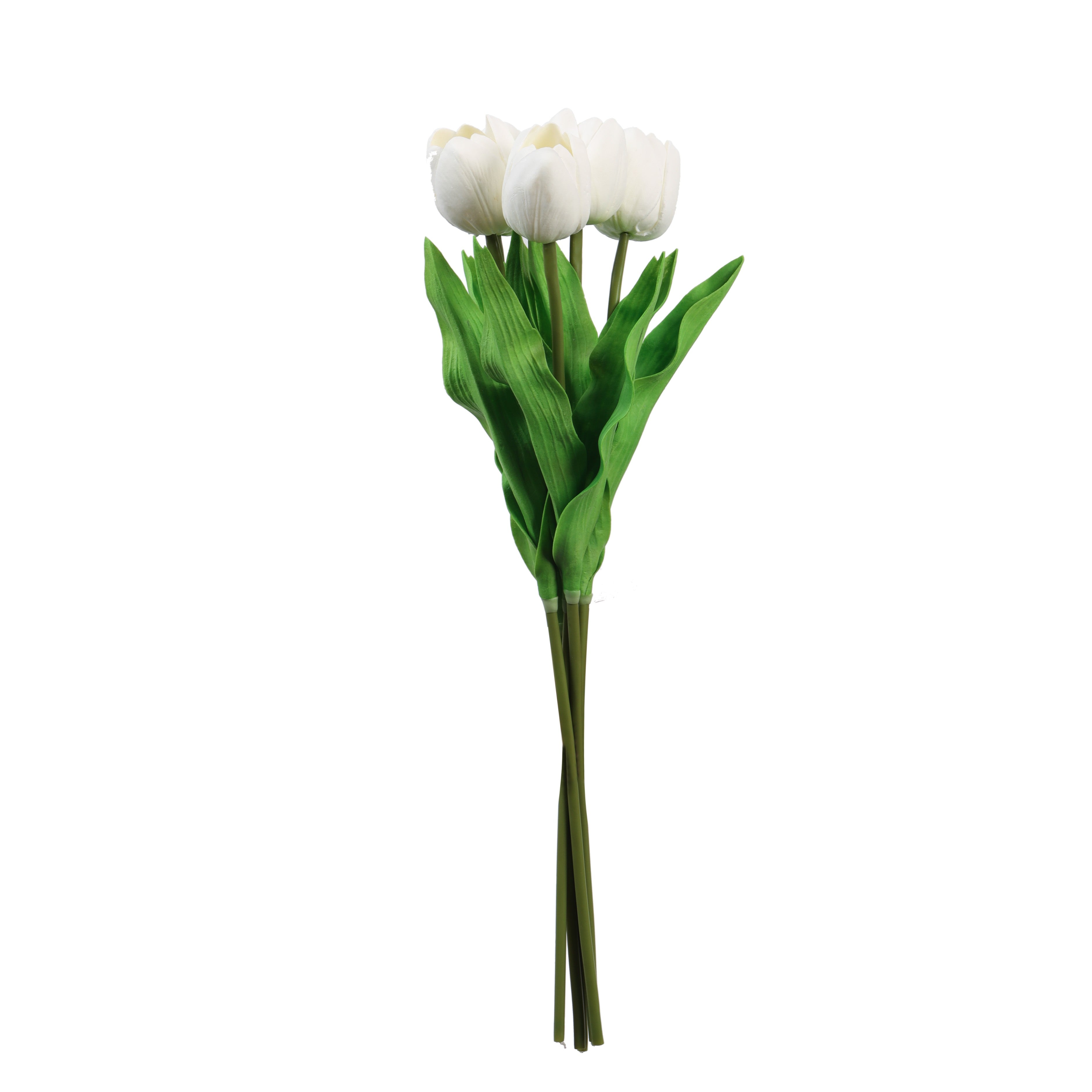 Alamkari India Polyurethane Artificial Tulip Flower Sticks (5 Sticks, 50 cm, White)