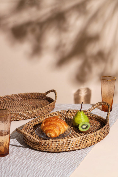 Alamkari India Rattan Handmade Woven Rattan Oval Tray
