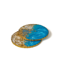 Alamkari India Resin Glossy Resin Art Coasters - Set of 2