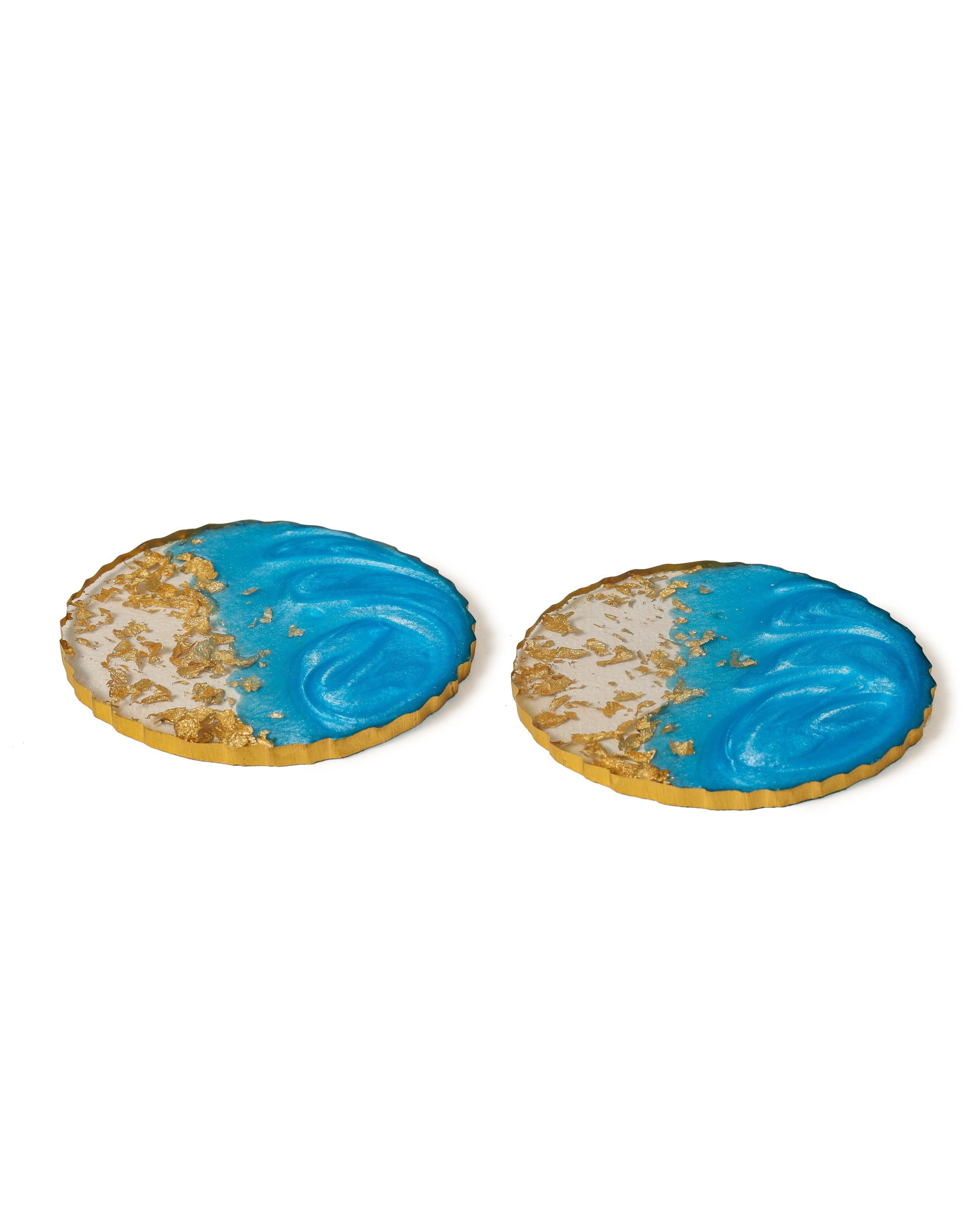 Alamkari India Resin Glossy Resin Art Coasters - Set of 2