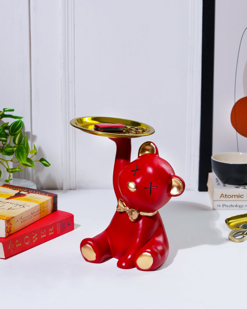 Alamkari India Resin Halo Honey Red Teddy with Tray