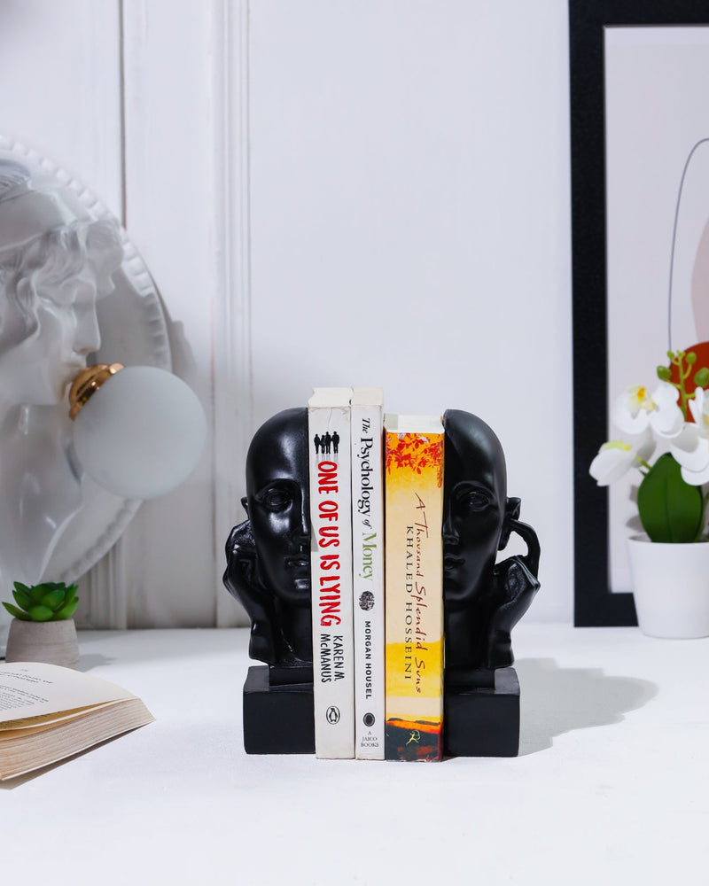 Alamkari India resin Hear No Evil Black Face Bookend