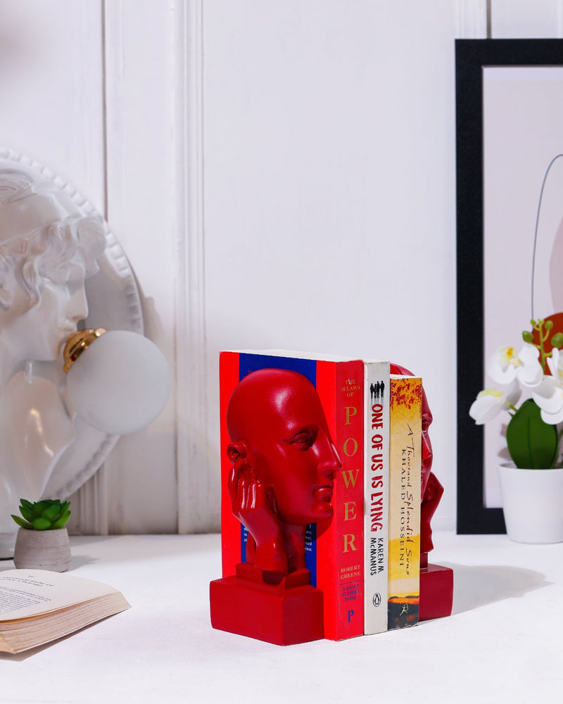 Alamkari India resin Hear No Evil Red Face Bookend