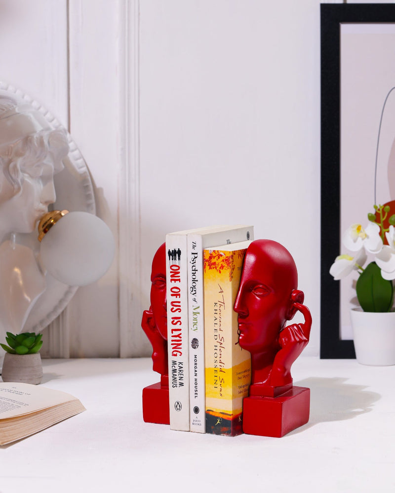 Alamkari India resin Hear No Evil Red Face Bookend