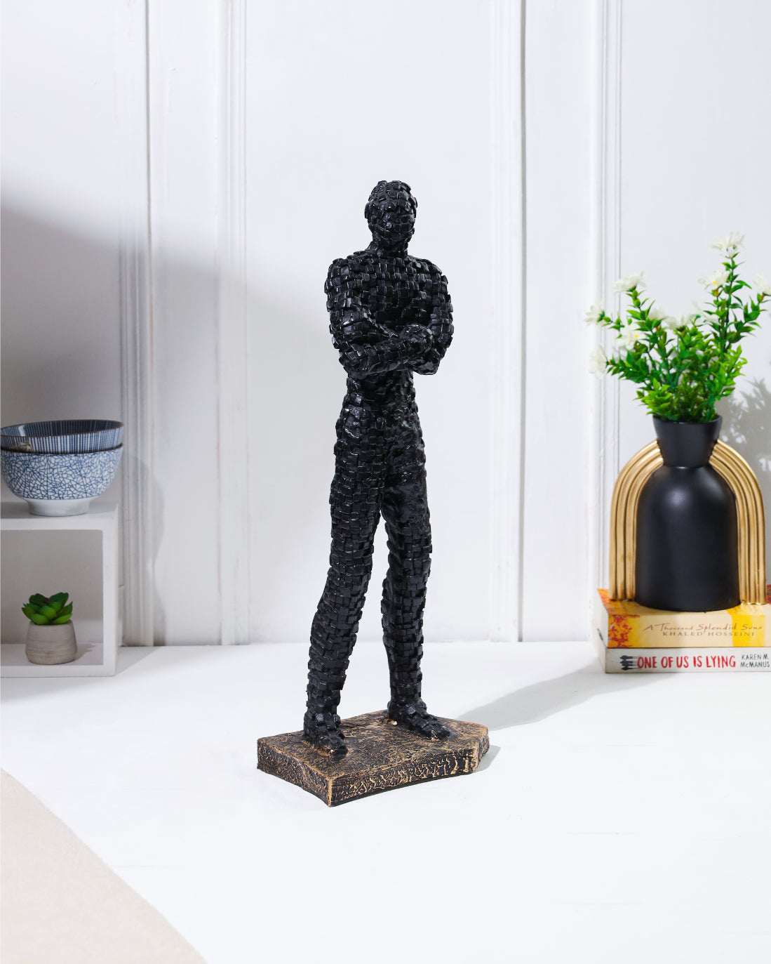 Alamkari India Resin Mosaic Standing Stone Man Sculpture
