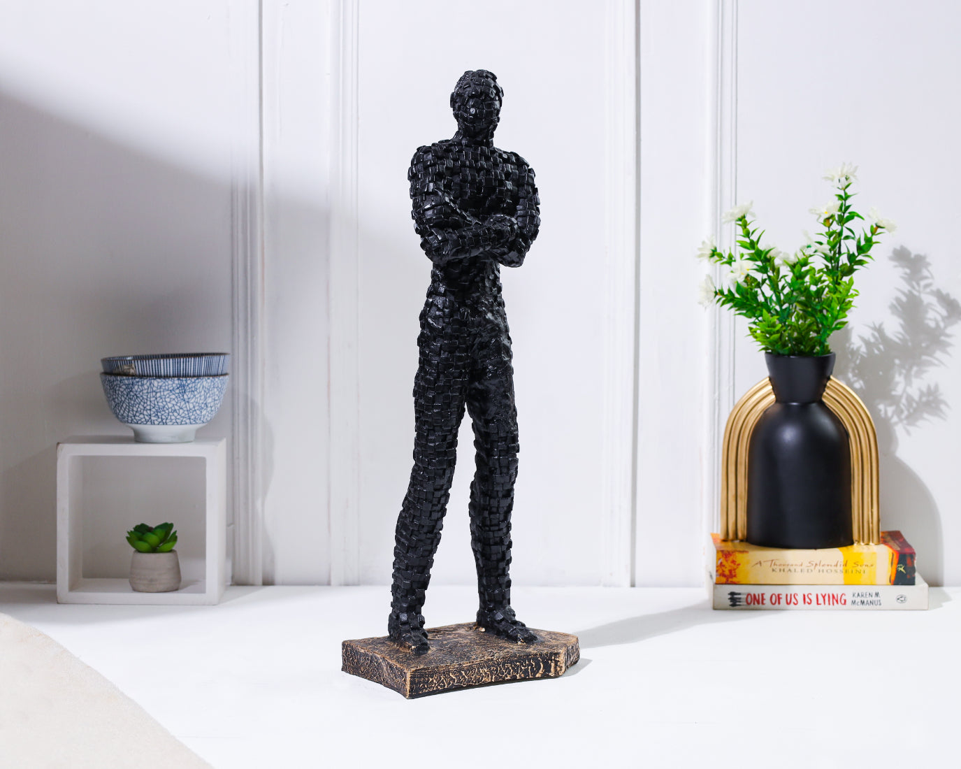 Alamkari India Resin Mosaic Standing Stone Man Sculpture