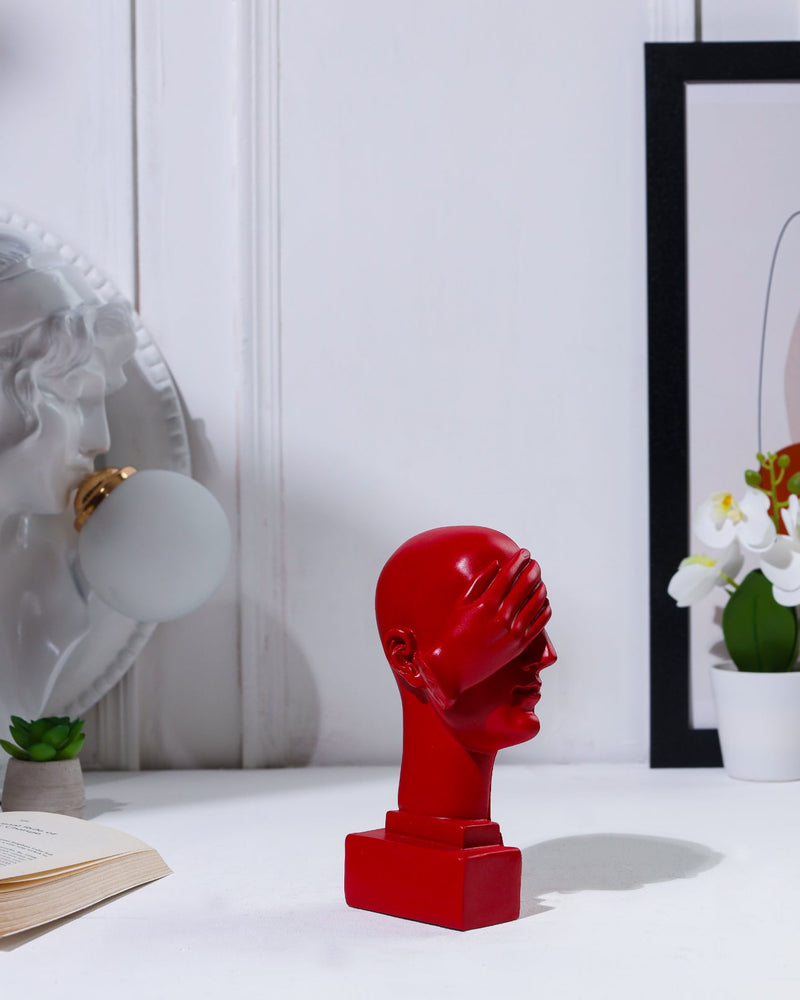 Alamkari India resin See No Evil Red Face Bookend