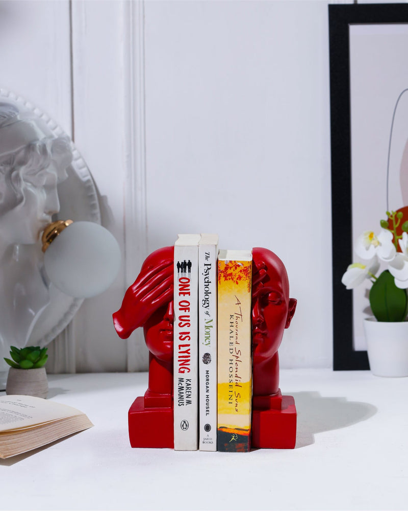 Alamkari India resin See No Evil Red Face Bookend