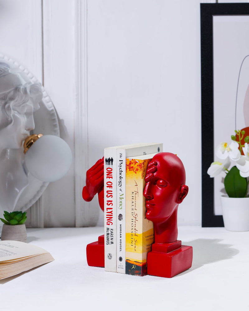 Alamkari India resin See No Evil Red Face Bookend
