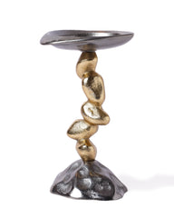 Alamkari India Rustic Stone & Metal Candle Holder Set
