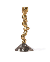 Alamkari India Sculptural Gold Metal Candle Holder Set