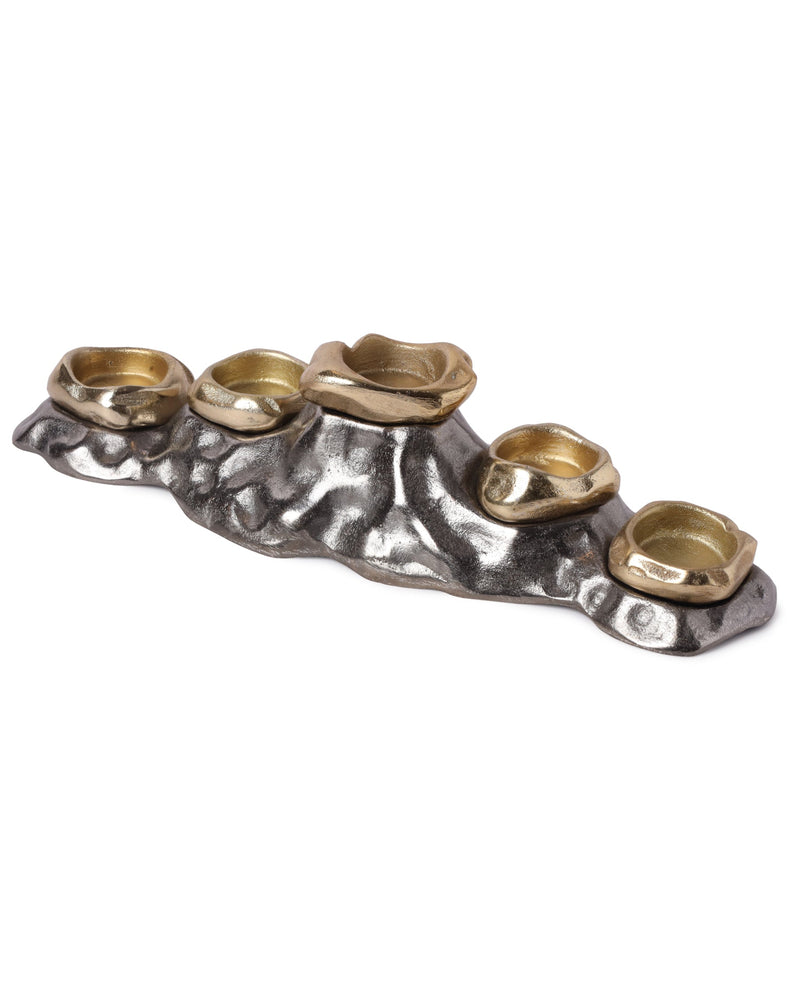 Alamkari India Stone Metal Rustic Metal Tealight Candle Holder