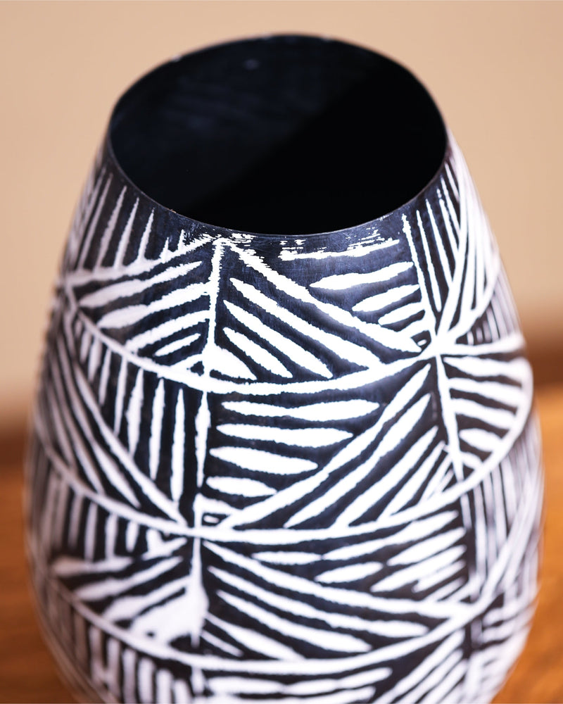 Alamkari India Tribal Pattern Metal Vase