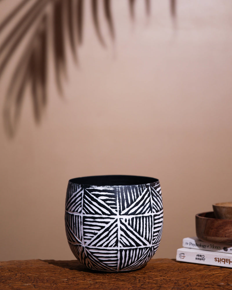 Alamkari India Tribal Pattern Metal Vase