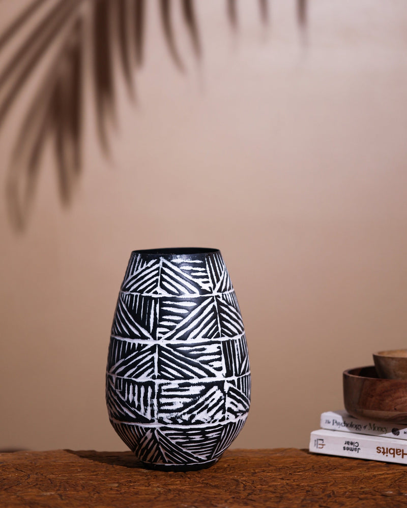 Alamkari India Tribal Pattern Metal Vase