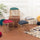 Alamkari India Velvet / Metal Velvet Green U-Shaped Ottoman Stool with Gold Iron Frame