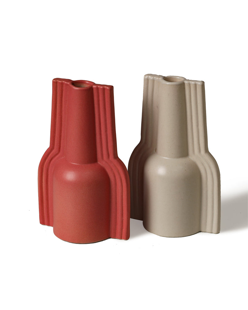 Alamkari India Wings stripped Ceramic Vase - set of 2