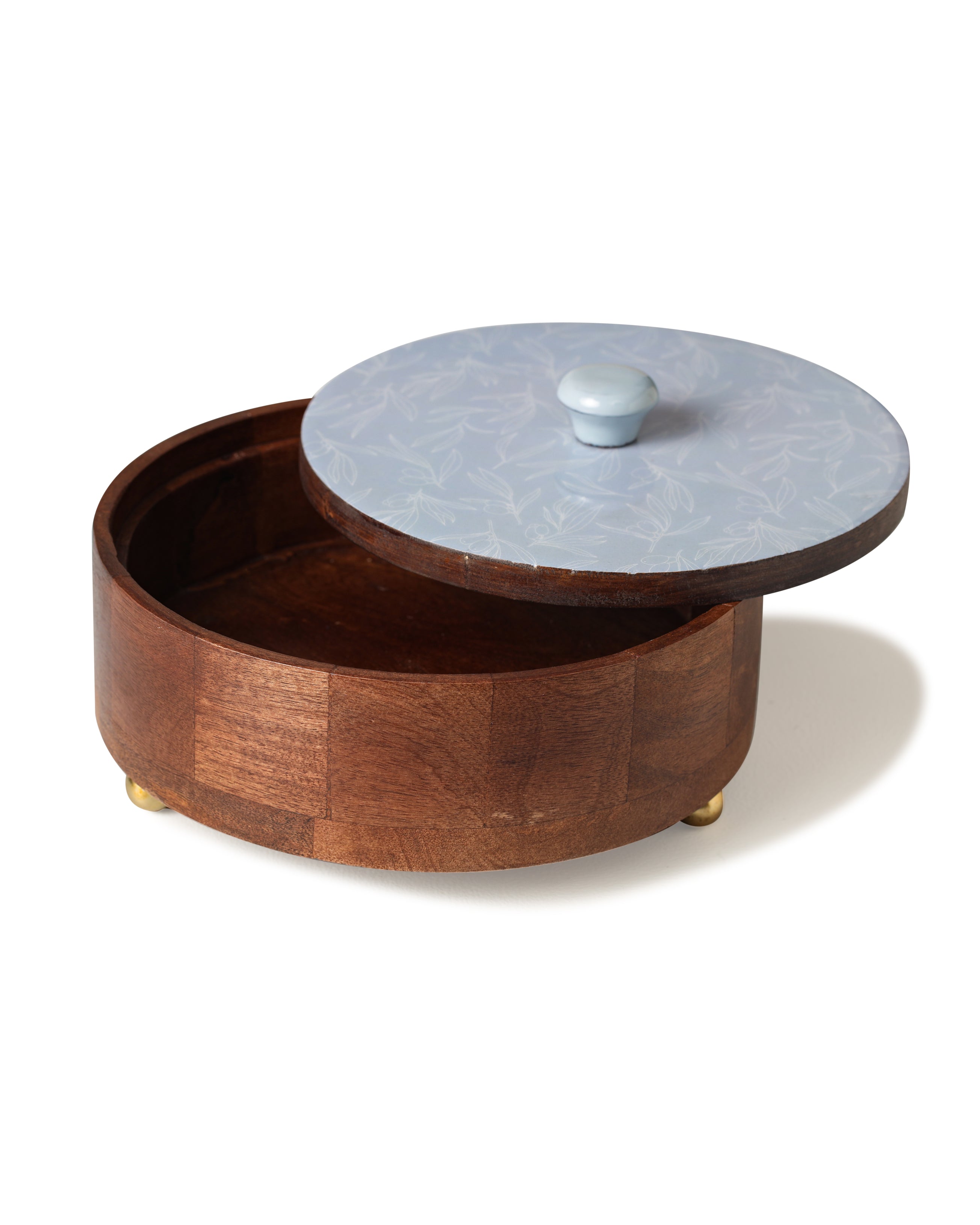 Alamkari India Wooden Enamel Finish Wooden Roti Box