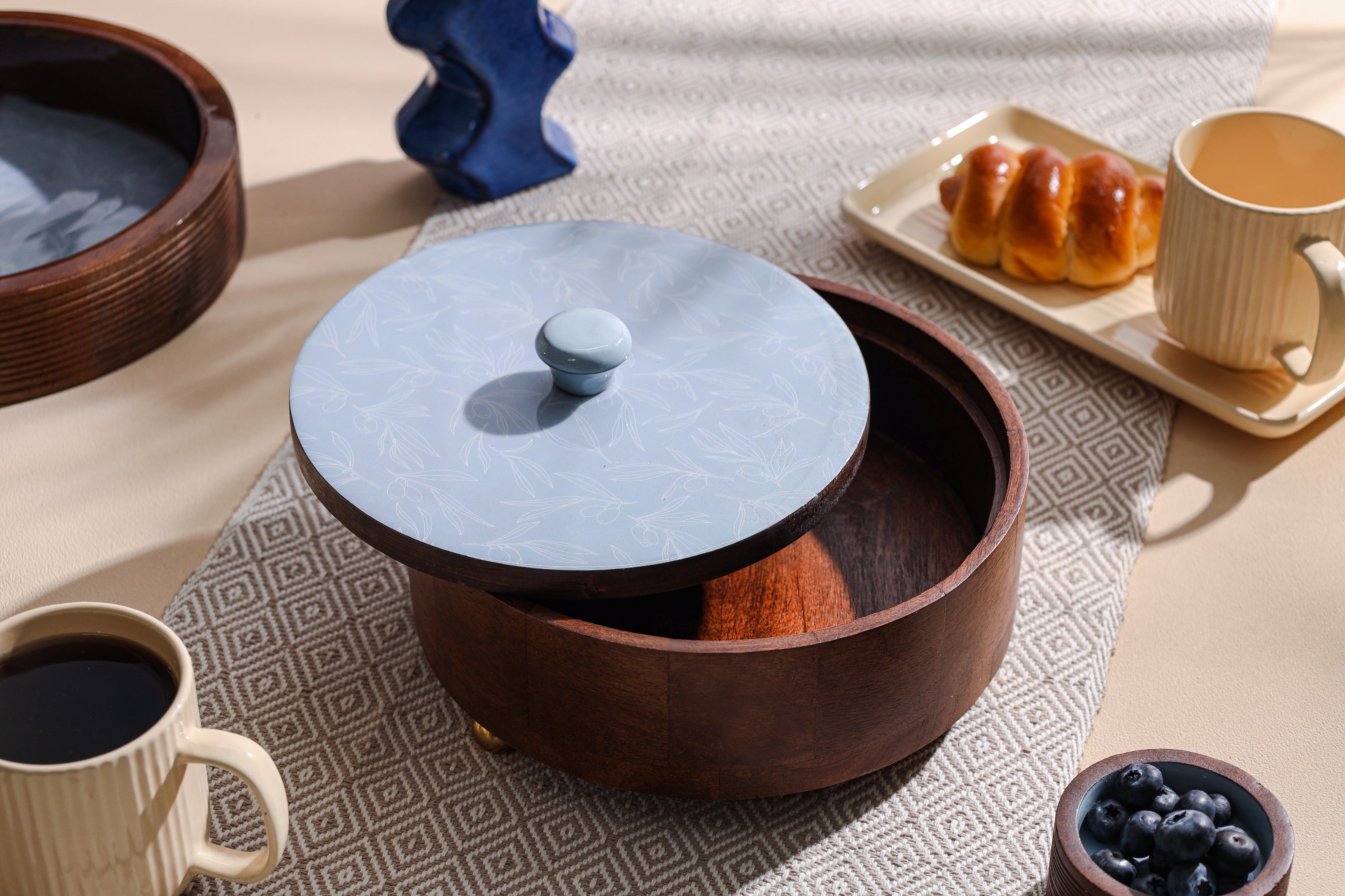Alamkari India Wooden Enamel Finish Wooden Roti Box