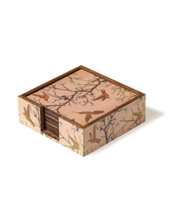 Alamkari India Wooden Flying Bird Coasters - Set of 6