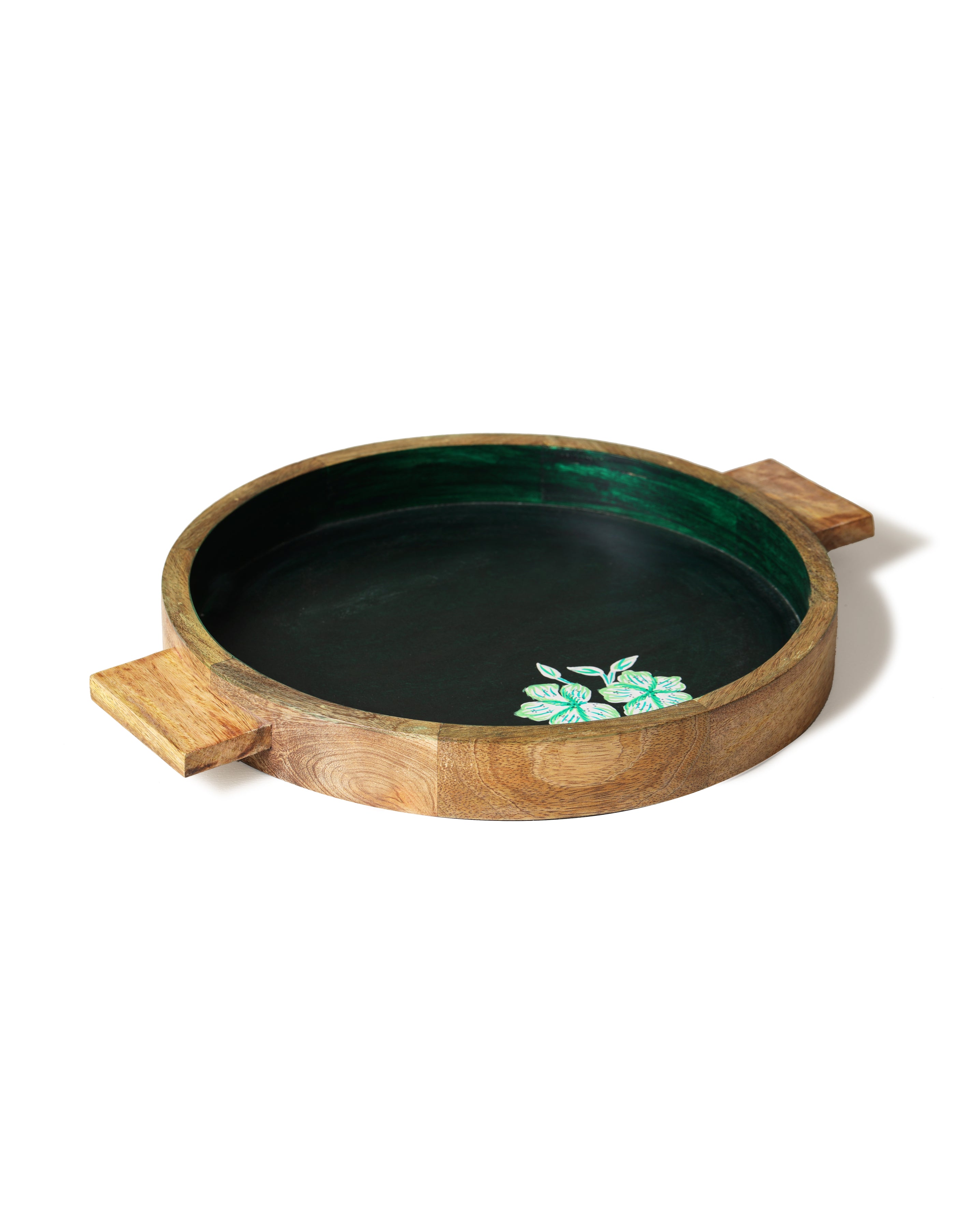 Alamkari India Wooden Handpainted Floral Wooden Tray