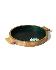 Alamkari India Wooden Handpainted Floral Wooden Tray