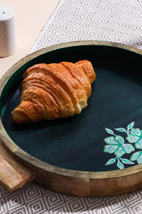 Alamkari India Wooden Handpainted Floral Wooden Tray