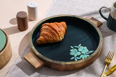 Alamkari India Wooden Handpainted Floral Wooden Tray
