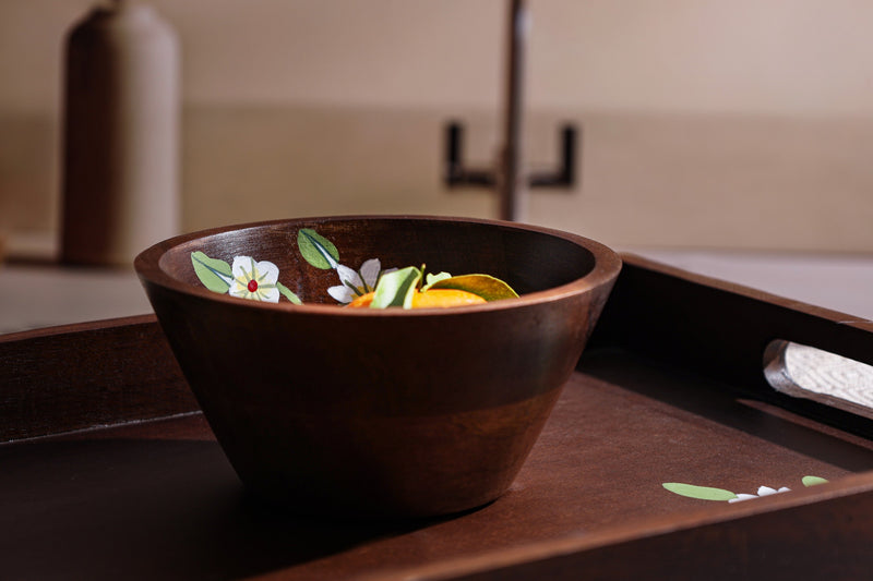 Alamkari India Wooden Handpainted Wooden Bowl