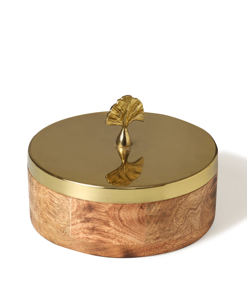 Alamkari India Wooden & Metal Rustic Roti Box with metalic lid