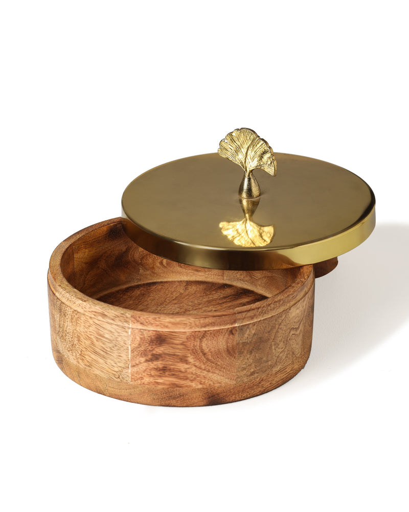 Alamkari India Wooden & Metal Rustic Roti Box with metalic lid