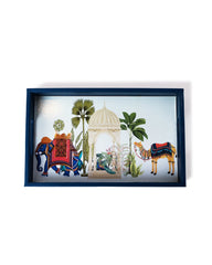 Alamkari India Wooden Royal Procession Wooden Tray