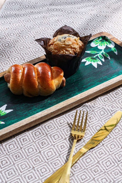 Alamkari India Wooden Wood Hand Painted Serving Platter