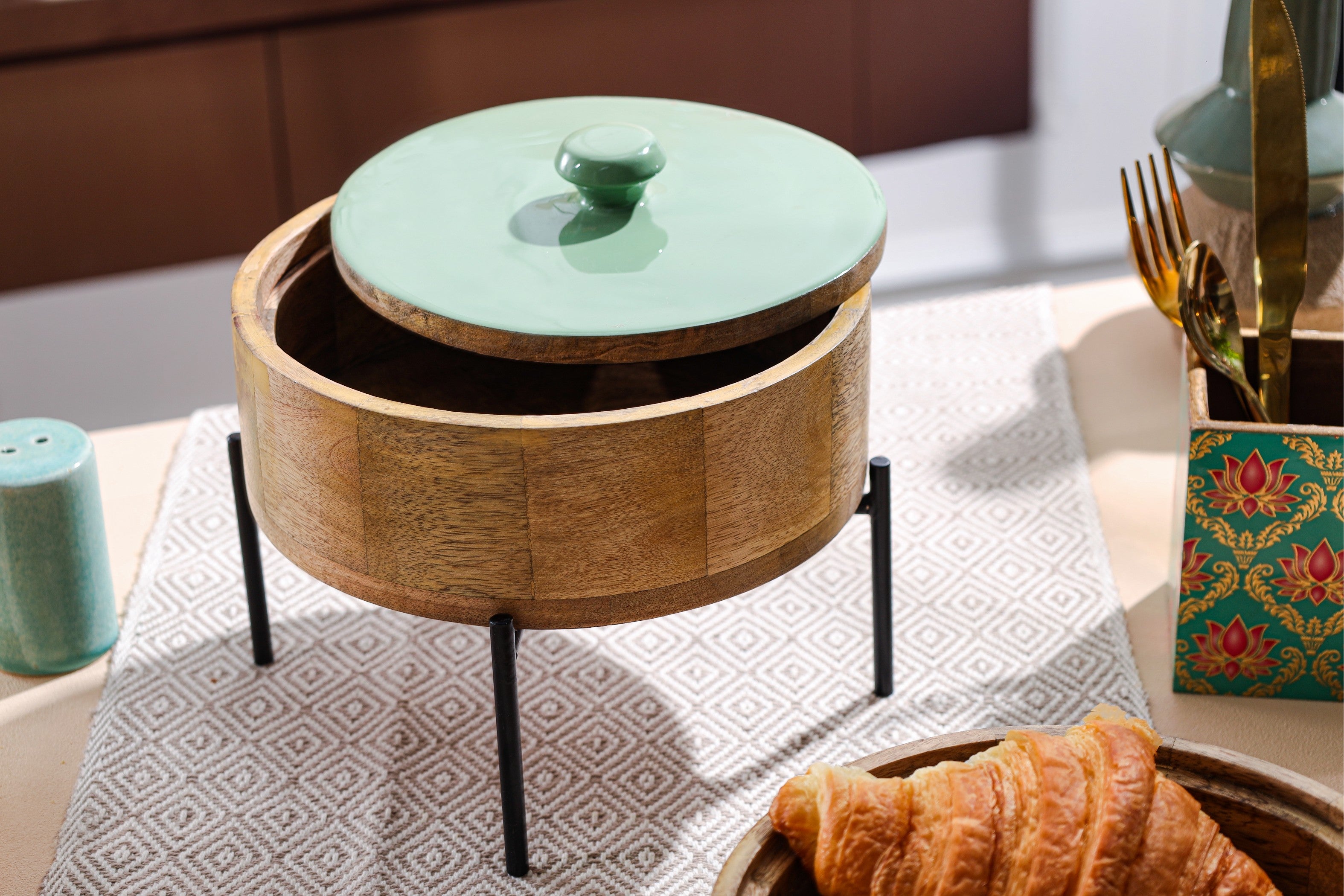 Alamkari India Wooden Wooden Double layer Roti box