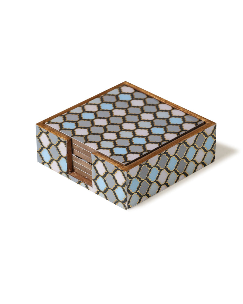 Alamkari India Wooden Zingy Box Coasters - Set of 6