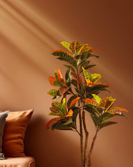 Artificial Croton Plant in Black Pot (120 cm)